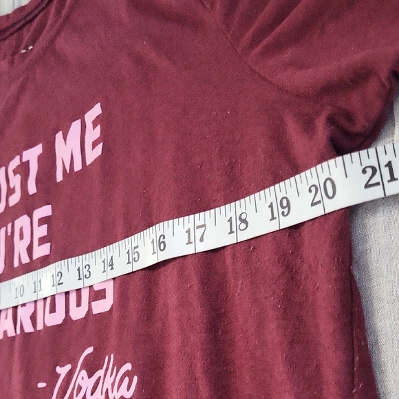 Torrid Maroon Classic Fit Tee with White Text - Picture 6 of 8